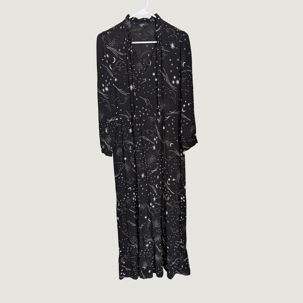 Nobody's Child Witchy Whimsigoth Elin Cosmos Print Maxi Dress Black Size 4